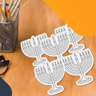 Magnet Me Up Color Your Own Hanukkah Menorah DIY Holiday Magnet, 5 Menorah Pack, Creative Artistic Gift Idea Image 2