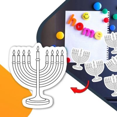 Magnet Me Up Color Your Own Hanukkah Menorah DIY Holiday Magnet, 5 Menorah Pack, Creative Artistic Gift Idea Image 3
