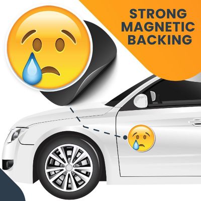 Magnet Me Up Crying Emoticon Magnet Decal, 5 Inch Round, Cute Self-Expression Decorative Magnet For Car, Truck, SUV, Or Any Other Magnetic Surface Image 3