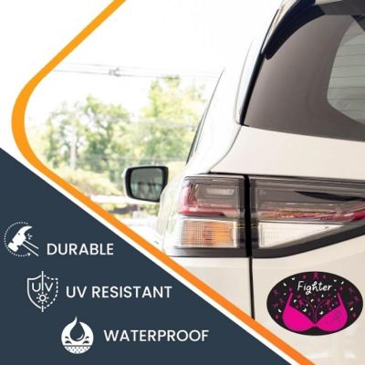 Magnet Me Up Fighter Breast Cancer Awareness Magnet Decal, 4x6 Inches, Heavy Duty Automotive Magnet for Car Truck SUV Image 2