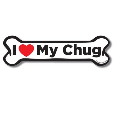 Magnet Me Up I Love My Chug Dog Bone Magnet Decal, 2x7 Inches, Heavy Duty Automotive Magnet for Car Truck SUV Image 1
