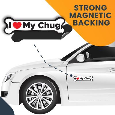 Magnet Me Up I Love My Chug Dog Bone Magnet Decal, 2x7 Inches, Heavy Duty Automotive Magnet for Car Truck SUV Image 3