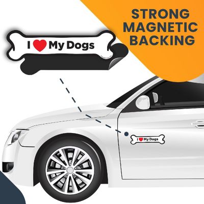 Magnet Me Up I Love My Dogs Bone Magnet Decal, 2x7 Inches, Heavy Duty Automotive Magnet for Car Truck SUV Image 3