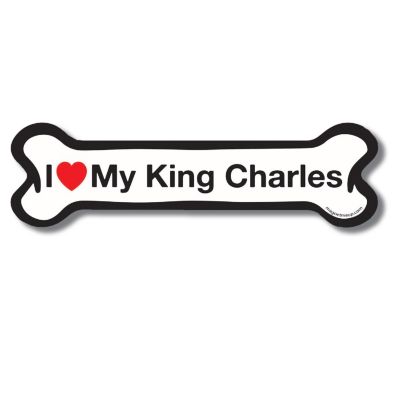 Magnet Me Up I Love My King Charles Dog Bone Magnet Decal, 2x7 Inches, Heavy Duty Automotive Magnet for Car Truck SUV Image 1