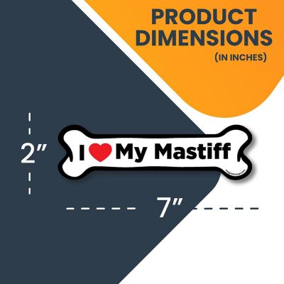Magnet Me Up I Love My Mastiff Dog Bone Magnet Decal, 2x7 Inches, Heavy Duty Automotive Magnet for Car Truck SUV Image 1