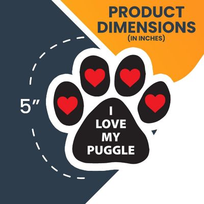 Magnet me Up I Love My Puggle Pawprint Magnet Decal, Heavy Duty Automotive Magnet for Car Truck SUV Image 1