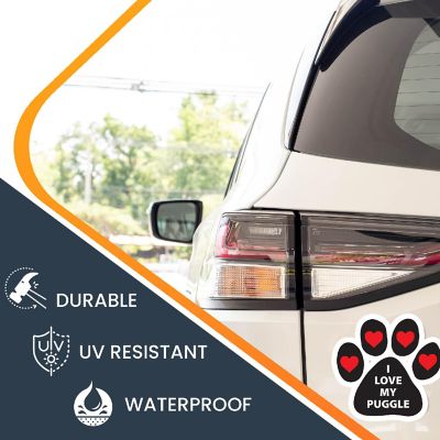 Magnet me Up I Love My Puggle Pawprint Magnet Decal, Heavy Duty Automotive Magnet for Car Truck SUV Image 2