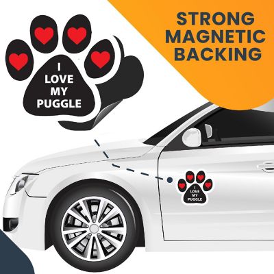 Magnet me Up I Love My Puggle Pawprint Magnet Decal, Heavy Duty Automotive Magnet for Car Truck SUV Image 3