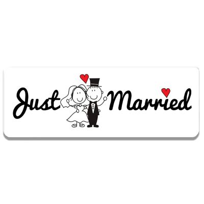 Magnet Me Up Just Married Magnet Decal, 3x8 Inches Heavy Duty Automotive Magnet for Car Truck SUV Image 1