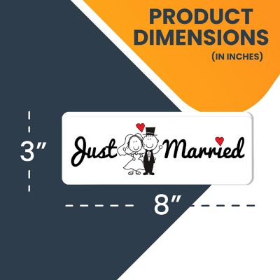 Magnet Me Up Just Married Magnet Decal, 3x8 Inches Heavy Duty Automotive Magnet for Car Truck SUV Image 1