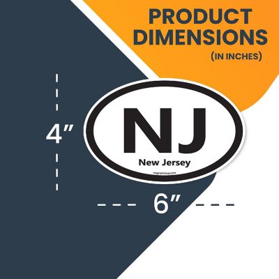 Magnet Me Up NJ New Jersey US State Oval Magnet Decal, 4x6 Inches, Heavy Duty Automotive Magnet for Car Truck SUV Image 1