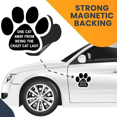 Magnet Me Up One Cat Away from Being the Crazy Cat Lady Pawprint Magnet Decal, 5 Inch, Heavy Duty Automotive Magnet for Car Truck SUV Image 3