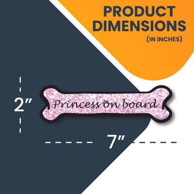 Magnet Me Up Princess on Board Pink Sparkly Dog Bone Magnet Decal, 2x7 Inches, Heavy Duty Automotive Magnet for Car Truck SUV Image 1