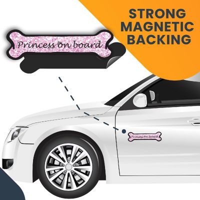 Magnet Me Up Princess on Board Pink Sparkly Dog Bone Magnet Decal, 2x7 Inches, Heavy Duty Automotive Magnet for Car Truck SUV Image 3