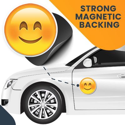 Magnet Me Up Smiley Face Emoticon Magnet Decal, 5 Inch Round, Cute Self-Expression Decorative Magnet For Car, Truck, SUV, Or Any Magnetic Surface Image 3