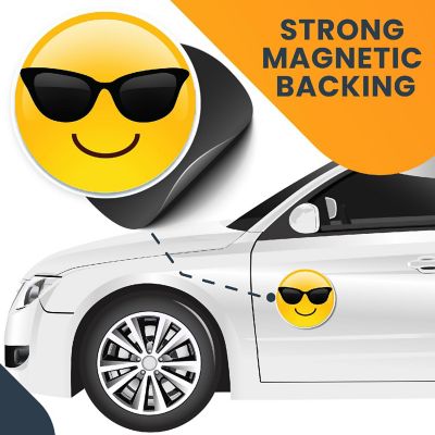 Magnet Me Up Sunglasses Cool Emoticon Magnet Decal, 5 Inch Round, Cute Self-Expression Decorative Magnet for Car, Truck, SUV, Or Any Other Magnetic Surface Image 3