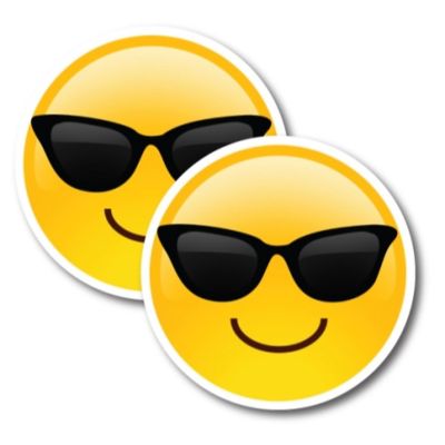 Magnet Me Up Sunglasses Cool Emoticon Magnet Decal, 5" Round, 2 Pack, Cute Self-Expression Decorative Magnet For Car, Truck, SUV, Or Any Other Magnetic Surface Image 1