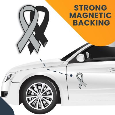 Magnet Me Up Support Brain Cancer Awareness Grey Ribbon Magnet Decal, 3.5x7 Inches Heavy Duty Automotive Magnet for Car Truck SUV Image 3