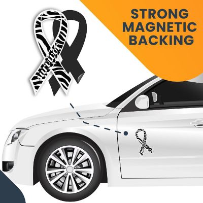 Magnet Me Up Support Carcinoid Cancer Survivor Zebra Ribbon Magnet Decal, 3.5x7 Inches, Heavy Duty Automotive Magnet for Car Truck SUV Image 3
