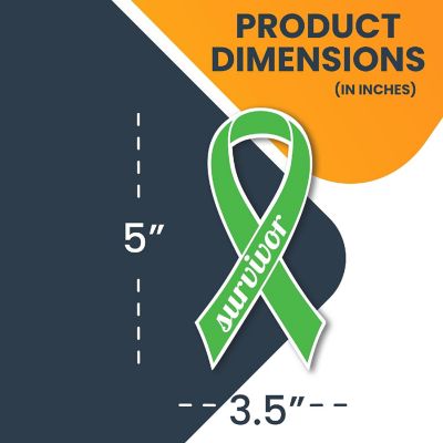 Magnet Me Up Support Gallbladder Cancer Survivor Kelly Green Ribbon Magnet Decal, 3.5x7 Inches, Heavy Duty Automotive Magnet for Car Truck SUV Image 1