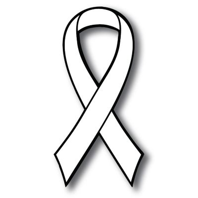 Magnet Me Up Support Lung Cancer Awareness White Ribbon Magnet Decal, 3.5x7 Inches, Heavy Duty Automotive Magnet for Car Truck SUV Image 1