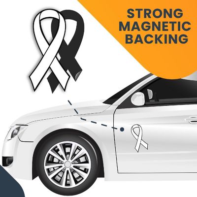 Magnet Me Up Support Lung Cancer Awareness White Ribbon Magnet Decal, 3.5x7 Inches, Heavy Duty Automotive Magnet for Car Truck SUV Image 3