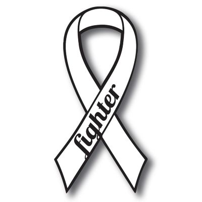 Magnet Me Up Support Lung Cancer Fighter White Ribbon Magnet Decal, 3.5x7 Inches, Heavy Duty Automotive Magnet for Car Truck SUV Image 1