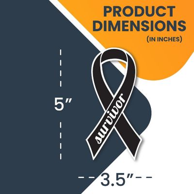 Magnet Me Up Support Melanoma Cancer Survivor Black Ribbon Magnet Decal, 3.5x7 Inches, Heavy Duty Automotive Magnet for Csr truck SUV Image 1