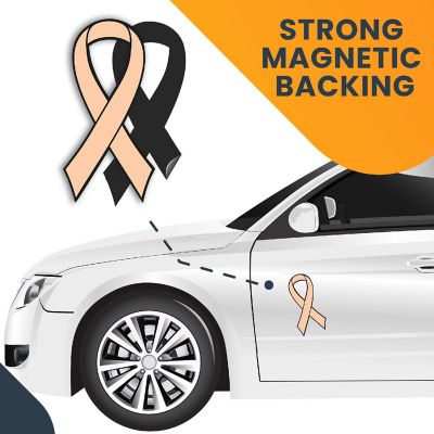 Magnet Me Up Support Uterine Cancer Awareness Peach Ribbon Magnet Decal, 3.5x7 Inches Heavy Duty Automotive Magnet for Car Truck SUV Image 3