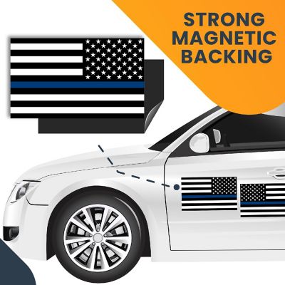 Magnet Me Up Thin Blue Line and Reversed Thin Blue Line American Flag Magnet, 7x12", Opposing 2 Pk, in Support of Police and Law Enforcement Officers Image 3