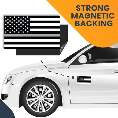 Magnet Me Up Thin Silver Line American Flag Magnet Decal, 3x5 Inches, 2 Pack, Automotive Magnet for Car Truck SUV, in Support of All Correctional Officers Image 3