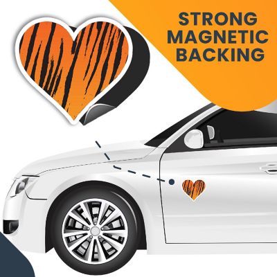 Magnet Me Up Tiger Print Heart Magnet Decal, 5 Inches, Heavy Duty Automotive Magnet For Car Truck SUV Or Any Other Magnetic Surface Image 2