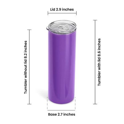 Makerflo 20 Oz Skinny Powder Coated Tumbler with Splash Proof Lid & Straw, Personalized DIY Gifts, Lavender, 1 pc Image 1