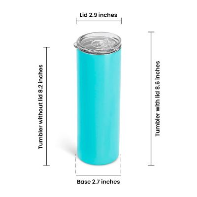 Makerflo 20 Oz Skinny Powder Coated Tumbler with Splash Proof Lid & Straw, Personalized DIY Gifts, Teal, 1 pc Image 2