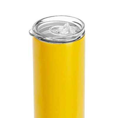 Makerflo 20 Oz Skinny Powder Coated Tumbler with Splash Proof Lid & Straw, Personalized DIY Gifts, Yellow, 1 pc Image 1
