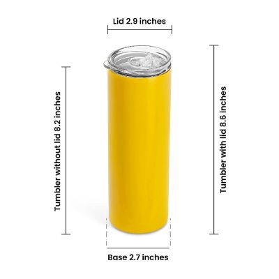 Makerflo 20 Oz Skinny Powder Coated Tumbler with Splash Proof Lid & Straw, Personalized DIY Gifts, Yellow, 1 pc Image 2
