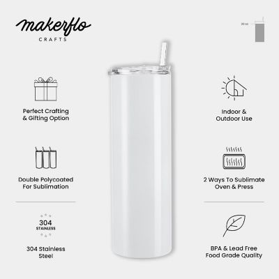makerflo 25 Pack 30 Oz Skinny Sublimation Blank Tumbler with Splash Proof Lid & Straw, DIY Gifts Image 3