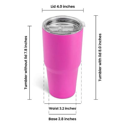 Makerflo 30 Oz Powder Coated Tumbler, Stainless Steel Insulated Travel Tumbler Mug , Pink, 25 pc Image 2