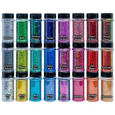Makerflo Holographic Chunky Mix Glitter Variety Set Pack of 24, 20 oz each for Resins Body Glitter Image 1