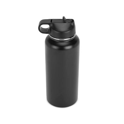 Makerflo Hydro Powder Coated Tumbler, Sipper Water Bottle With Handle, Stainless Steel Double Wall Insulated(Black, 32oz) Image 2