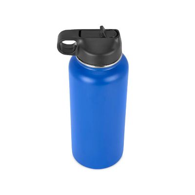 Makerflo Hydro Powder Coated Tumbler, Sipper Water Bottle With Handle, Stainless Steel Double Wall Insulated (Blue, 32oz) Image 2