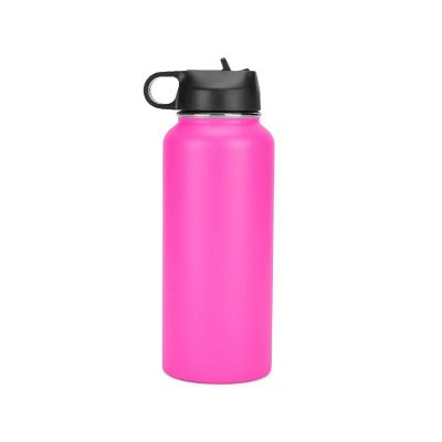 Makerflo Hydro Powder Coated Tumbler, Sipper Water Bottle With Handle, Stainless Steel Double Wall Insulated(Pink, 32oz) Image 1