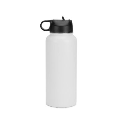 Makerflo Hydro Powder Coated Tumbler, Sipper Water Bottle With Handle, Stainless Steel Double Wall Insulated,(White, 32oz) Image 1