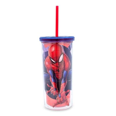 Marvel Comics Spider-Man Carnival Cup With Lid And Straw  Holds 20 Ounces Image 1