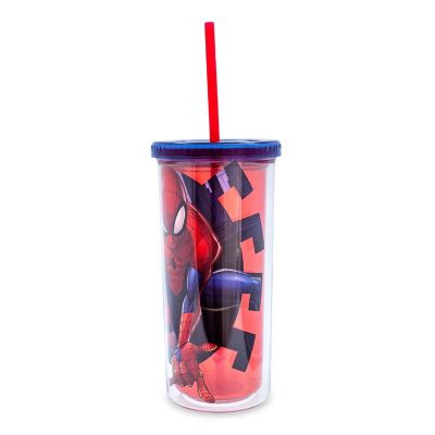 Marvel Comics Spider-Man Carnival Cup With Lid And Straw  Holds 20 Ounces Image 1