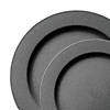 Matte Charcoal Gray Round Disposable Plastic Dinnerware Value Set (40 Dinner Plates + 40 Salad Plates) Image 1