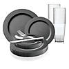 Matte Charcoal Gray Round Disposable Plastic Dinnerware Value Set (60 Settings) Image 1