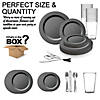 Matte Charcoal Gray Round Disposable Plastic Dinnerware Value Set (60 Settings) Image 3