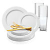 Matte Milk White Round Disposable Plastic Dinnerware Value Set (20 Settings) Image 1