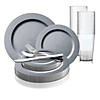 Matte Steel Gray Round Disposable Plastic Dinnerware Value Set (60 Settings) Image 1